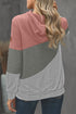 Colorblock Cowl Neck Pullover Hoodie