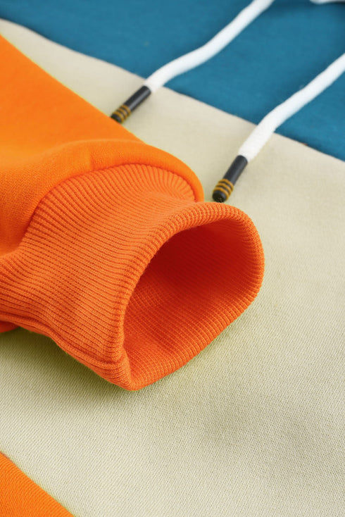 Colorblock Cowl Neck Pullover Hoodie