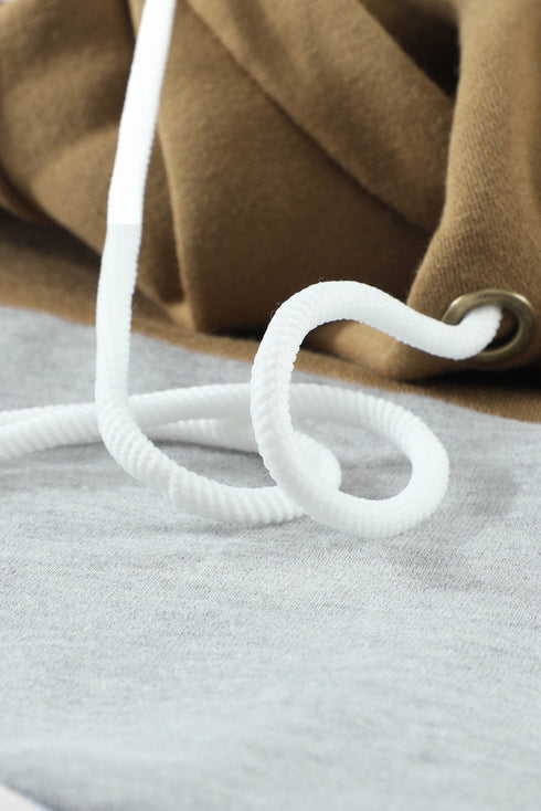 Colorblock Cowl Neck Pullover Hoodie