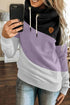 Colorblock Cowl Neck Pullover Hoodie