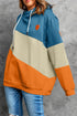 Colorblock Cowl Neck Pullover Hoodie