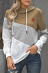 Colorblock Cowl Neck Pullover Hoodie