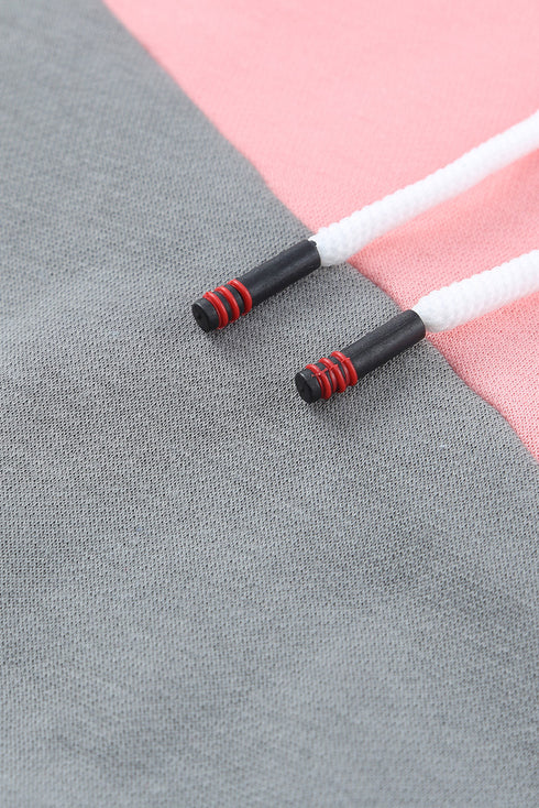 Colorblock Cowl Neck Pullover Hoodie