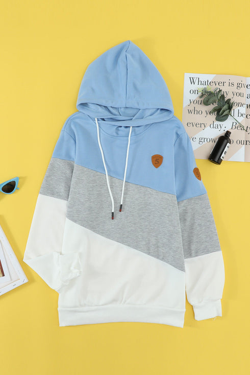 Colorblock Cowl Neck Pullover Hoodie