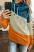 Colorblock Cowl Neck Pullover Hoodie