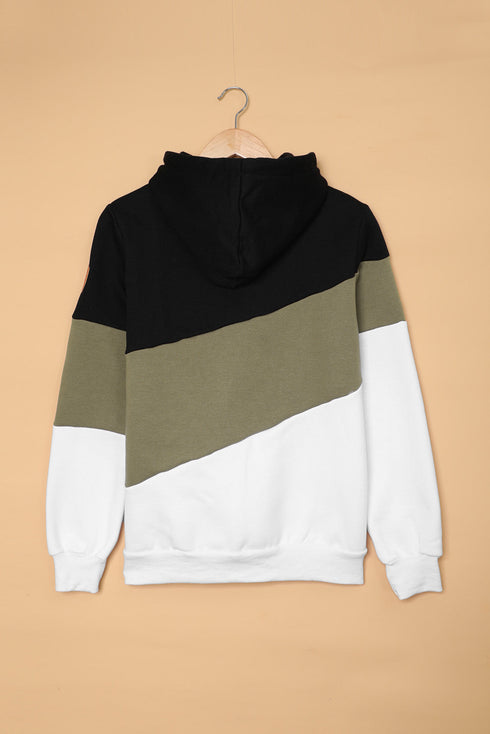 Colorblock Cowl Neck Pullover Hoodie