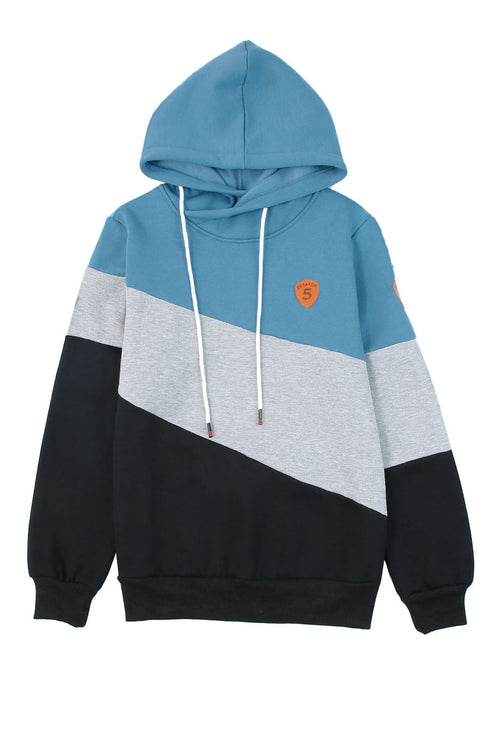 Colorblock Cowl Neck Pullover Hoodie