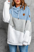 Colorblock Cowl Neck Pullover Hoodie