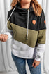 Colorblock Cowl Neck Pullover Hoodie