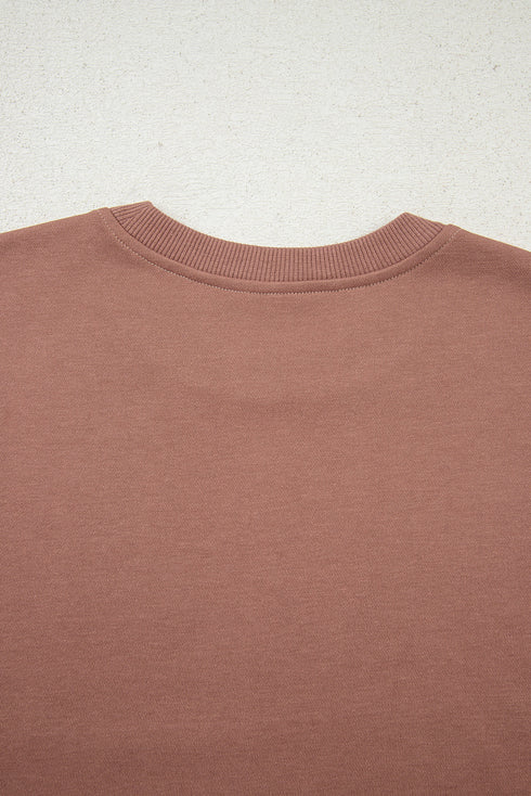 Colorblock Drop Shoulder Crop Top Wide Leg Pant Set