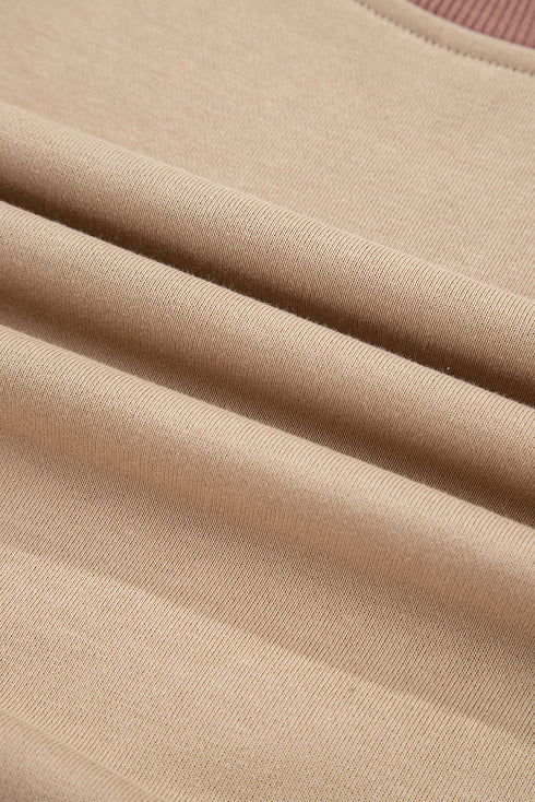 Colorblock Drop Shoulder Crop Top Wide Leg Pant Set