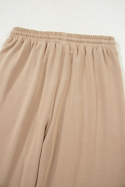 Colorblock Drop Shoulder Crop Top Wide Leg Pant Set