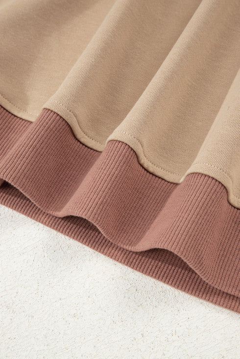 Colorblock Drop Shoulder Crop Top Wide Leg Pant Set