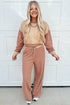 Colorblock Drop Shoulder Crop Top Wide Leg Pant Set