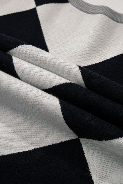 Colorblock Drop Shoulder V-Neck Button Front Cardigan Sweater