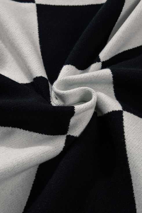 Colorblock Drop Shoulder V-Neck Button Front Cardigan Sweater