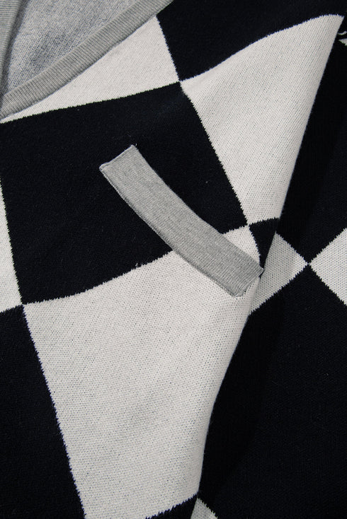 Colorblock Drop Shoulder V-Neck Button Front Cardigan Sweater