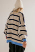 Colorblock Drop Shoulder V-Neck Button Front Cardigan Sweater
