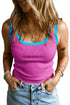 Colorblock Edge Ribbed Knit U Neck Tank Top
