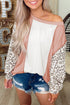 Colorblock Leopard Sleeve Patchwork Top