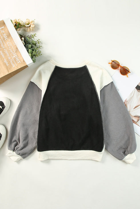 Colorblock Long Sleeve Pullover Fleece Sweatshirt