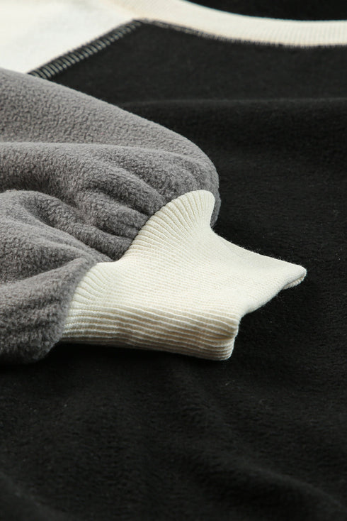 Colorblock Long Sleeve Pullover Fleece Sweatshirt