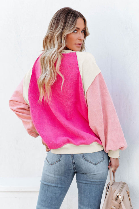 Colorblock Long Sleeve Pullover Fleece Sweatshirt