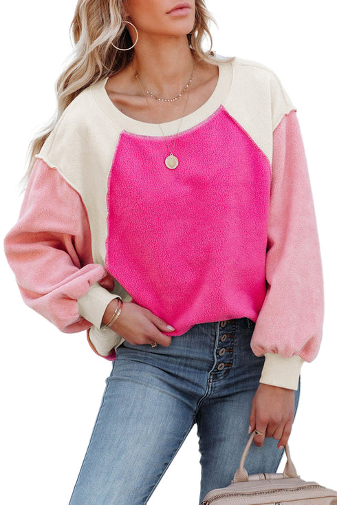 Colorblock Long Sleeve Pullover Fleece Sweatshirt