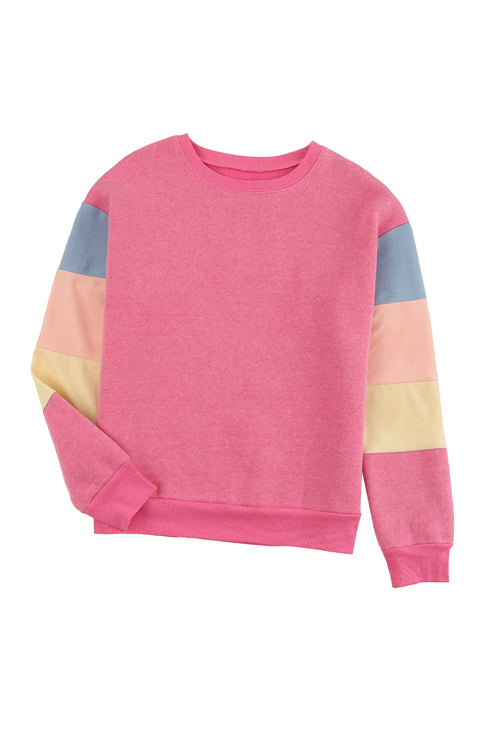 Colorblock Long Sleeve Pullover Sweatshirt