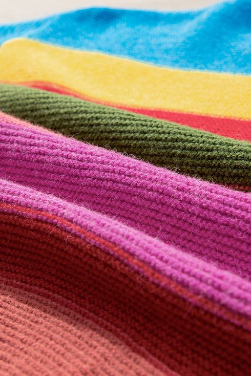 Colorblock Mixed Textured Drop Shoulder Sweater