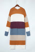 Colorblock Open Front Long Knit Cardigan