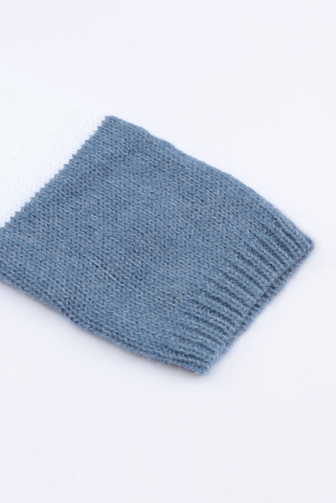 Colorblock Open Front Long Knit Cardigan