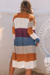 Colorblock Open Front Long Knit Cardigan