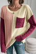 Colorblock Patched Pocket Drop Shoulder Sweater