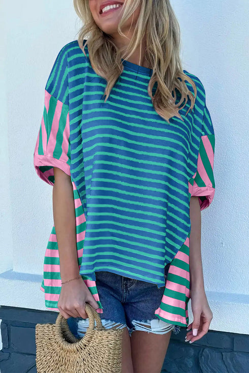 Colorblock Patchwork Baggy T Shirt