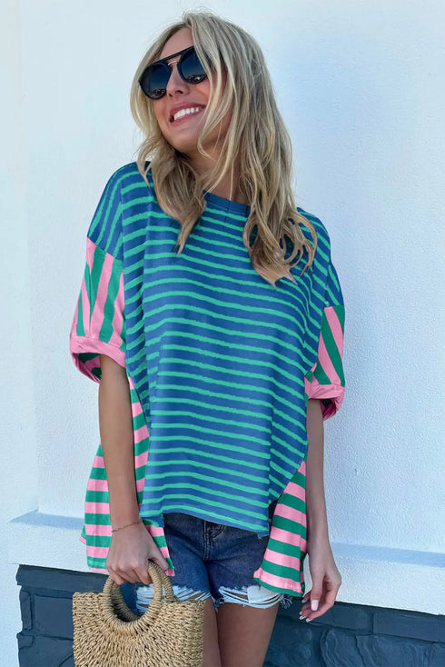 Colorblock Patchwork Baggy T Shirt