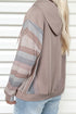 Colorblock Patchwork Knit Sleeve Drop Shoulder Drawstring Hoodie