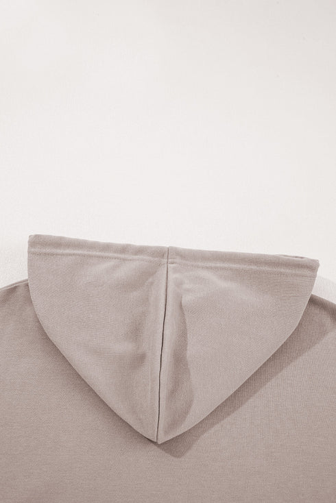 Colorblock Patchwork Knit Sleeve Drop Shoulder Drawstring Hoodie