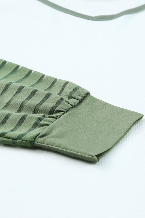 Colorblock Patchwork Mesh Long Sleeve Top