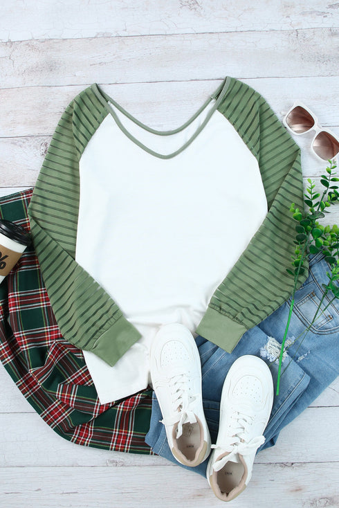 Colorblock Patchwork Mesh Long Sleeve Top