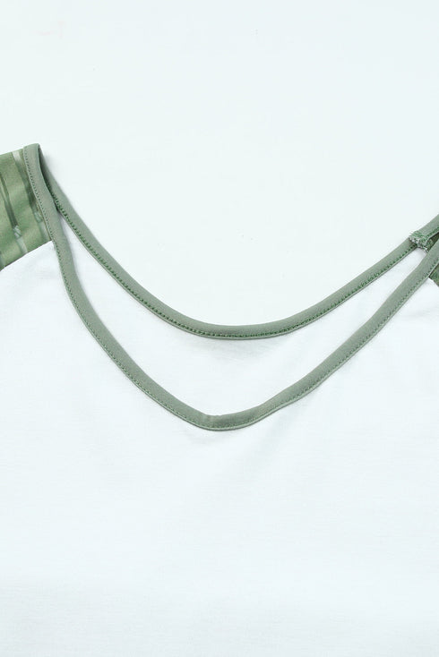 Colorblock Patchwork Mesh Long Sleeve Top