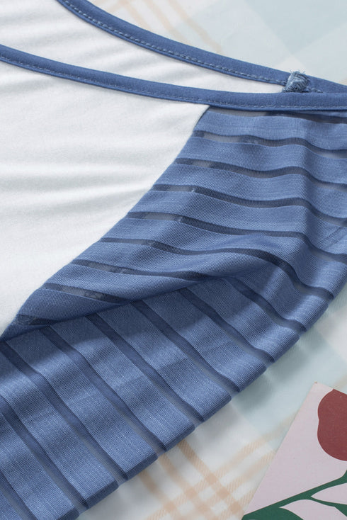 Colorblock Patchwork Mesh Long Sleeve Top