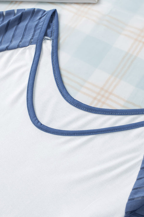 Colorblock Patchwork Mesh Long Sleeve Top