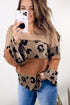 Colorblock Patchwork V-Neck Loose Sleeve Knit Top