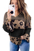 Colorblock Patchwork V-Neck Loose Sleeve Knit Top