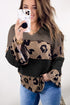 Colorblock Patchwork V-Neck Loose Sleeve Knit Top