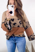 Colorblock Patchwork V-Neck Loose Sleeve Knit Top