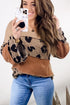 Colorblock Patchwork V-Neck Loose Sleeve Knit Top