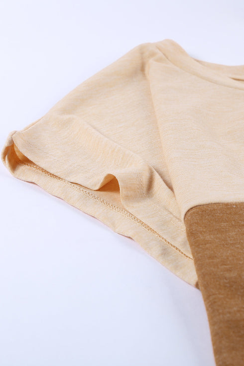 Colorblock Pocketed Cap Sleeve Top
