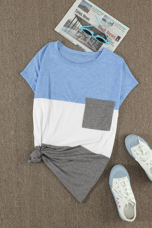 Colorblock Pocketed Cap Sleeve Top